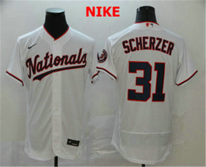 2020 Washington Nationals #31 Max Scherzer White Stitched MLB Flex Base Nike Jersey