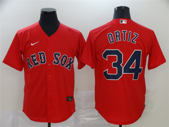 2020 Boston Red Sox #34 David Ortiz Red Stitched MLB Cool Base Nike Jersey - Click Image to Close