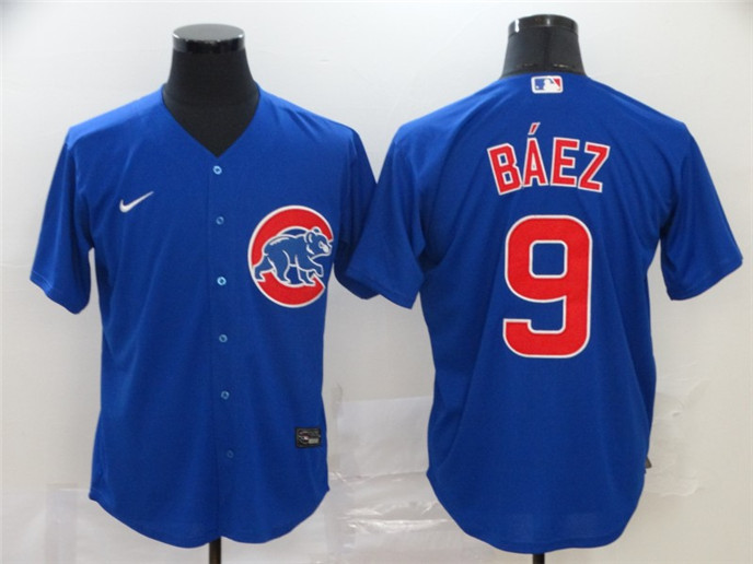 2020 Chicago Cubs #9 Javier Baez Blue Stitched MLB Cool Base Nike Jersey - Click Image to Close