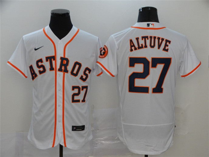 2020 Houston Astros #27 Jose Altuve White Stitched MLB Flex Base Nike Jersey