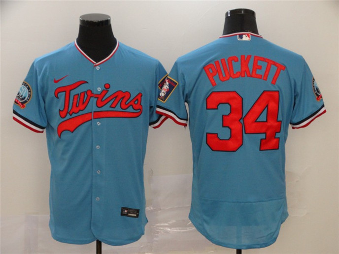 2020 Minnesota Twins #34 Kirby Puckett Light Blue Stitched MLB Flex Base Nike Jersey