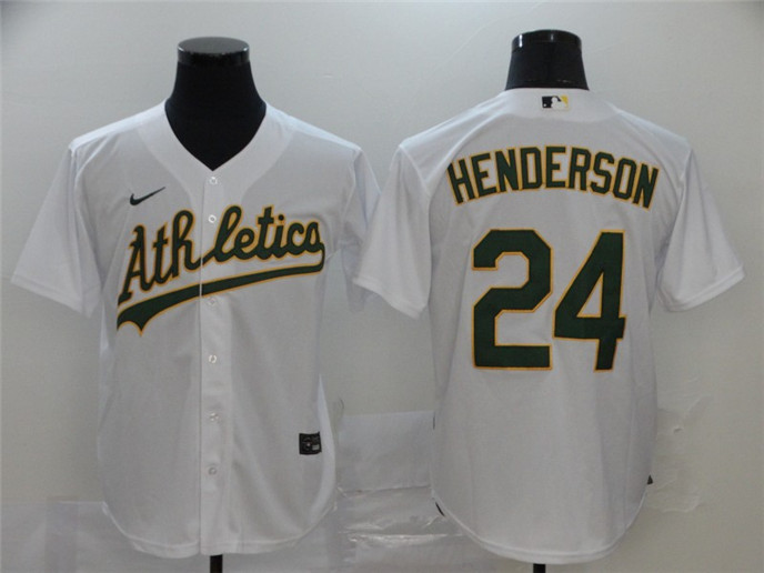 2020 Oakland Athletics #24 Rickey Henderson White Stitched MLB Cool Base Nike Jersey