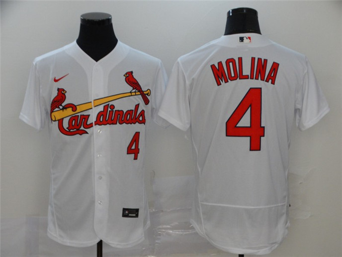 2020 St. Louis Cardinals #4 Yadier Molina White Stitched MLB Flex Base Nike Jersey