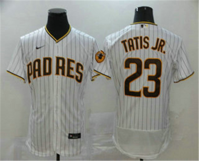 2020 San Diego Padres #23 Fernando Tatis Jr. White Pinstripe Stitched MLB Flex Base Nike Jersey