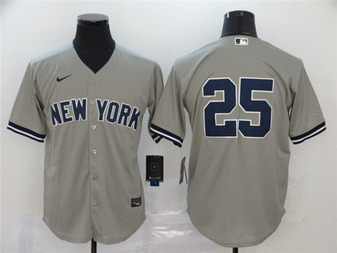 2020 New York Yankees #25 Gleyber Torres Gray No Name Stitched MLB Cool Base Nike Jersey