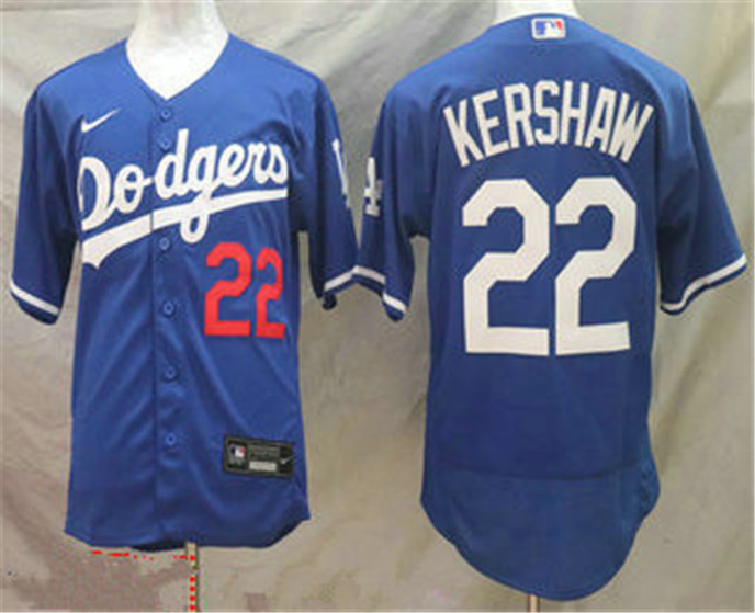 2020 Los Angeles Dodgers #22 Clayton Kershaw Blue Stitched MLB Flex Base Nike Jersey