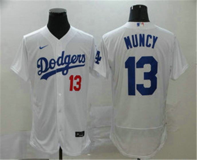 2020 Los Angeles Dodgers #13 Max Muncy White Stitched MLB Flex Base Nike Jersey - Click Image to Close