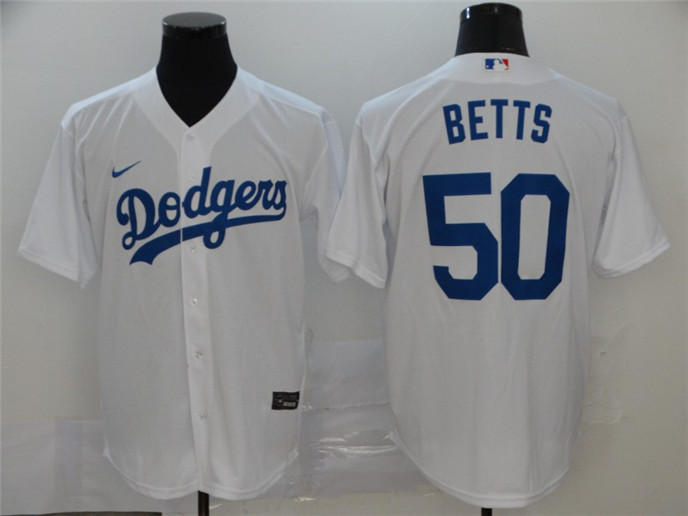 2020 Los Angeles Dodgers #50 Mookie Betts White Stitched MLB Cool Base Nike Jersey