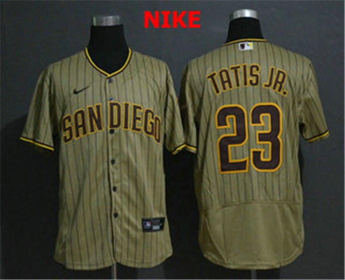 2020 San Diego Padres #23 Fernando Tatis Jr. Gray Pinstripe Stitched MLB Flex Base Nike Jersey