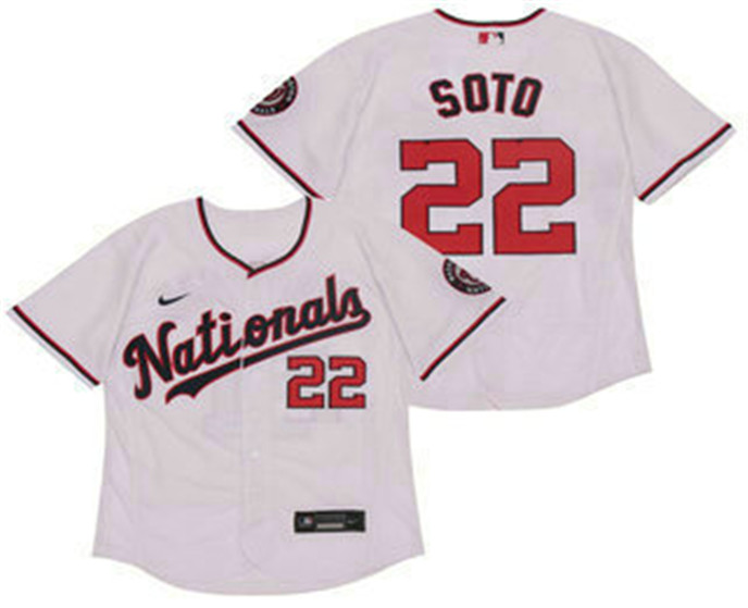 2020 Washington Nationals #22 Juan Soto White Stitched MLB Flex Base Nike Jersey - Click Image to Close