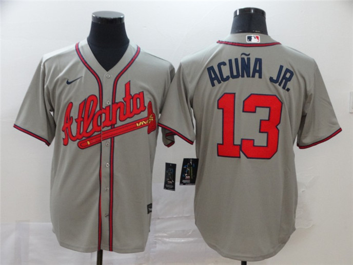 2020 Atlanta Braves #13 Ronald Acuna Jr. Gray Stitched MLB Cool Base Nike Jersey