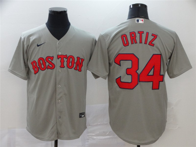 2020 Boston Red Sox #34 David Ortiz Gray Stitched MLB Cool Base Nike Jersey - Click Image to Close