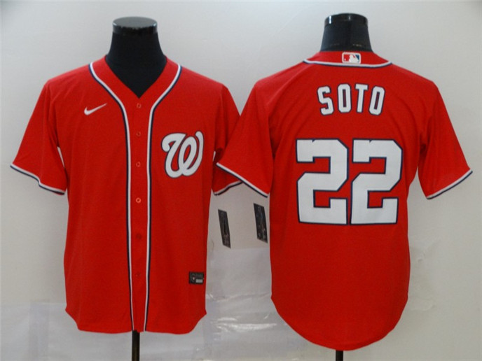 2020 Washington Nationals #22 Juan Soto Red Stitched MLB Cool Base Nike Jersey - Click Image to Close
