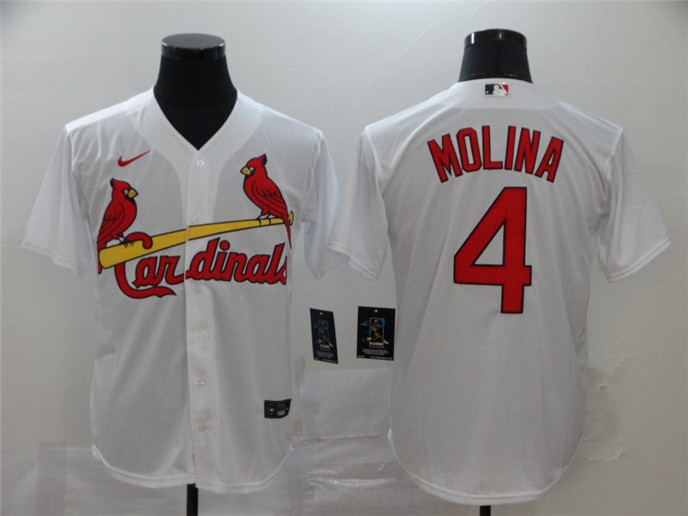 2020 St. Louis Cardinals #4 Yadier Molina White Stitched MLB Cool Base Nike Jersey
