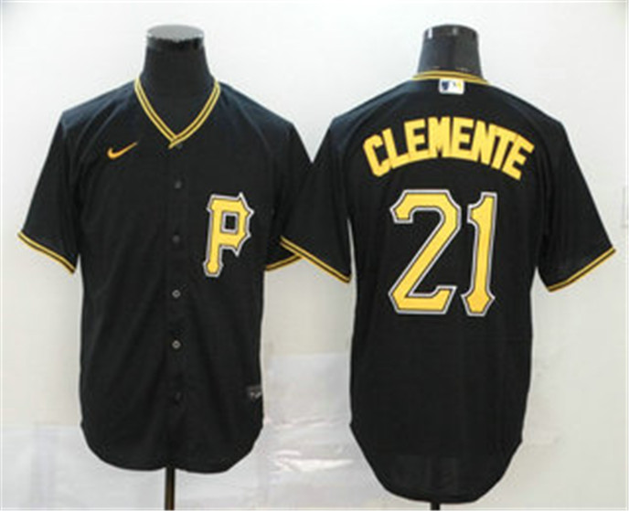 2020 Pittsburgh Pirates #21 Roberto Clemente Black Stitched MLB Cool Base Nike Jersey - Click Image to Close