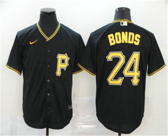 2020 Pittsburgh Pirates #24 Barry Bonds Black Stitched MLB Cool Base Nike Jersey - Click Image to Close