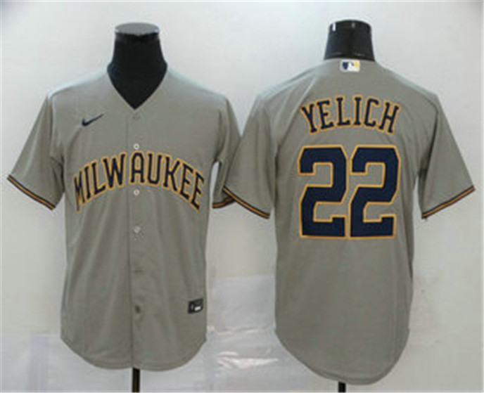 2020 Milwaukee Brewers #22 Christian Yelich Gray Stitched MLB Cool Base Nike Jersey