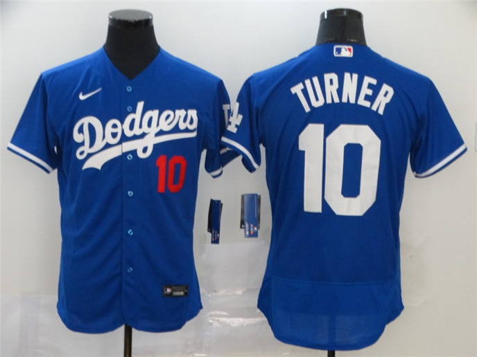 2020 Los Angeles Dodgers #10 Justin Turner Blue Stitched MLB Flex Base Nike Jersey - Click Image to Close