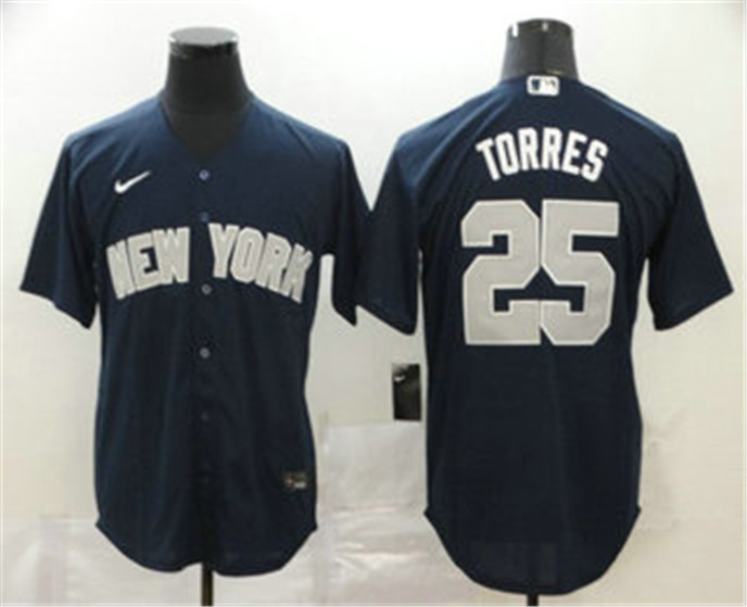 2020 New York Yankees #25 Gleyber Torres Navy Blue Stitched MLB Cool Base Nike Jersey