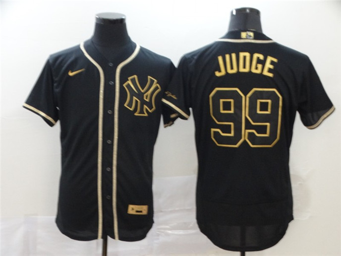 2020 New York Yankees #99 Aaron Judge Black Golden Stitched MLB Flex Base Nike Jersey
