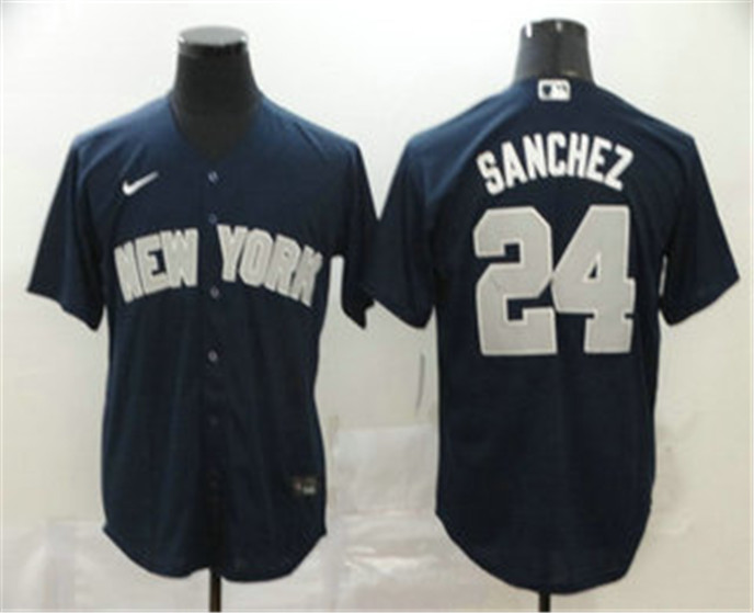 2020 New York Yankees #24 Gary Sanchez Navy Blue Stitched MLB Cool Base Nike Jersey