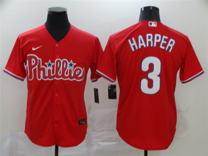 2020 Philadelphia Phillies #3 Bryce Harper Red Stitched MLB Cool Base Nike Jersey