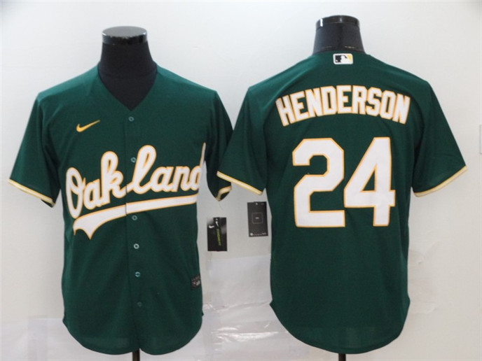 2020 Oakland Athletics #24 Rickey Henderson Green Stitched MLB Cool Base Nike Jersey