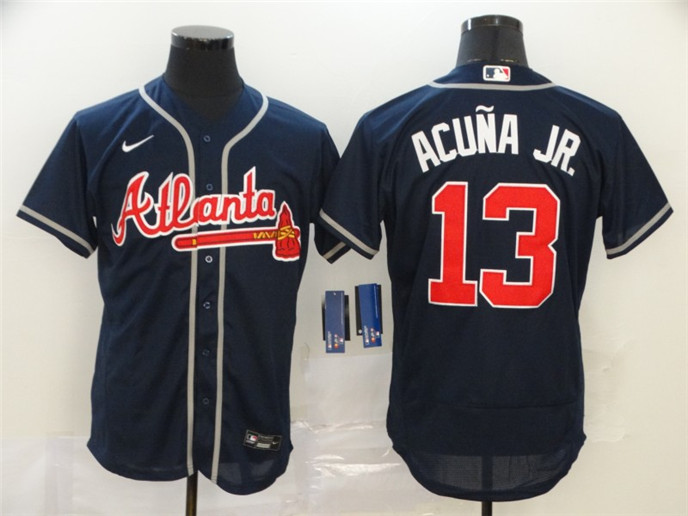 2020 Atlanta Braves #13 Ronald Acuna Jr. Navy Blue Stitched MLB Flex Base Nike Jersey