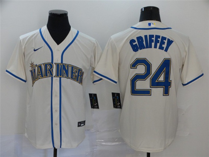 2020 Seattle Mariners #24 Ken Griffey Jr. Cream Stitched MLB Cool Base Nike Jersey - Click Image to Close