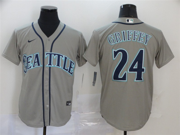 2020 Seattle Mariners #24 Ken Griffey Jr. Grey Stitched MLB Cool Base Nike Jersey - Click Image to Close