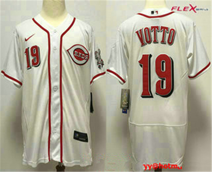 2020 Cincinnati Reds #19 Joey Votto White Stitched MLB Flex Base Nike Jersey