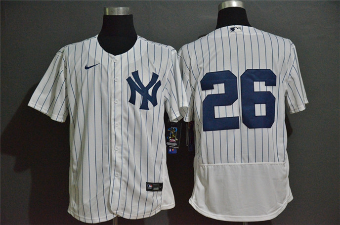 2020 New York Yankees #26 DJ LeMahieu White Home No Name Stitched MLB Flex Base Nike Jersey