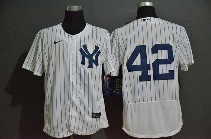 2020 New York Yankees #42 Mariano Rivera White Home No Name Stitched MLB Flex Base Nike Jersey