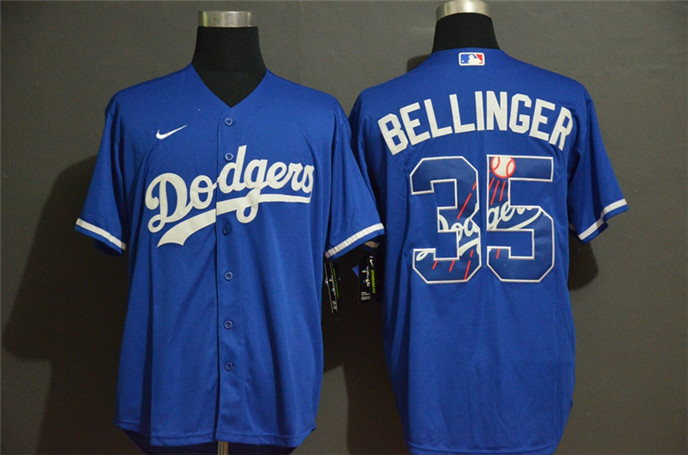 2020 Los Angeles Dodgers #35 Cody Bellinger Blue Team Logo Stitched MLB Cool Base Nike Jersey