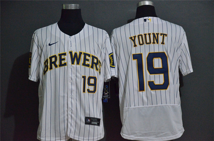 2020 Milwaukee Brewers #19 Robin Yount White Stitched MLB Flex Base Nike Jersey