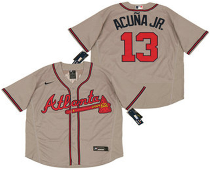 2020 Atlanta Braves #13 Ronald Acuna Jr. Gray Stitched MLB Flex Base Nike Jersey