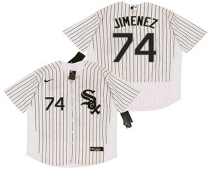 2020 Chicago White Sox #74 Eloy Jimenez White Pinstripe Stitched MLB Flex Base Nike Jersey
