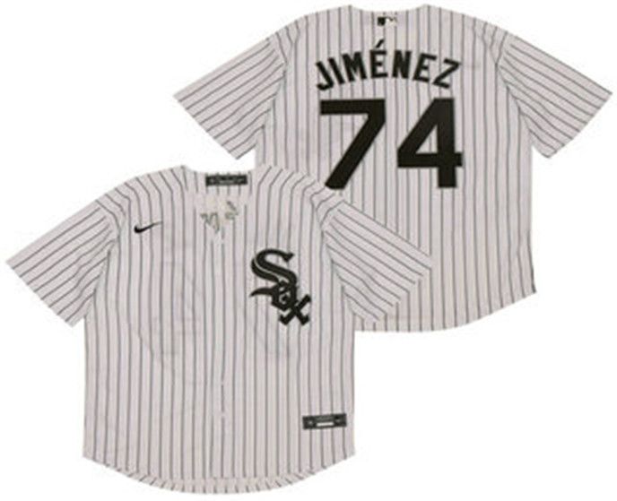 2020 Chicago White Sox #74 Eloy Jimenez White Pinstripe Stitched MLB Cool Base Nike Jersey