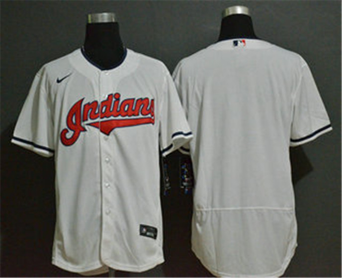2020 Cleveland Indians Blank White Stitched MLB Flex Base Nike Jersey - Click Image to Close