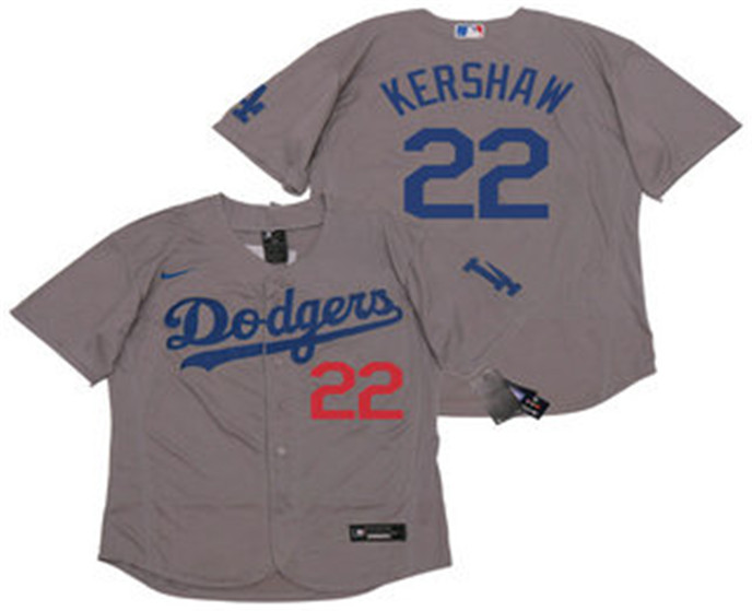 2020 Los Angeles Dodgers #22 Clayton Kershaw Gray Alternate Stitched MLB Flex Base Nike Jersey