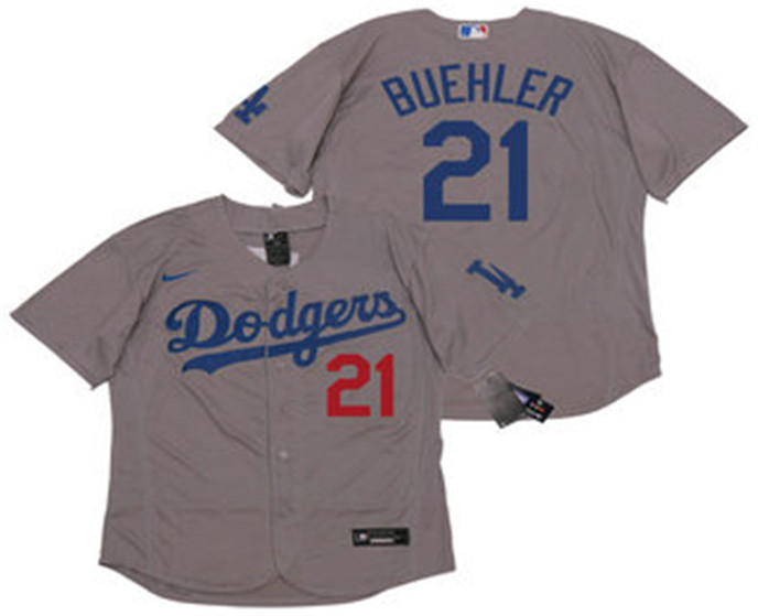 2020 Los Angeles Dodgers #21 Walker Buehler Gray Alternate Stitched MLB Flex Base Nike Jersey