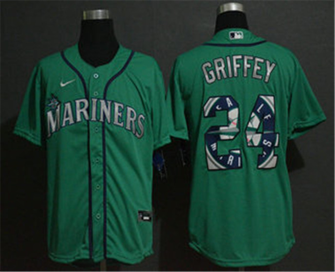 2020 Seattle Mariners #24 Ken Griffey Jr. Teal Green Team Logo Stitched MLB Cool Base Nike Jersey