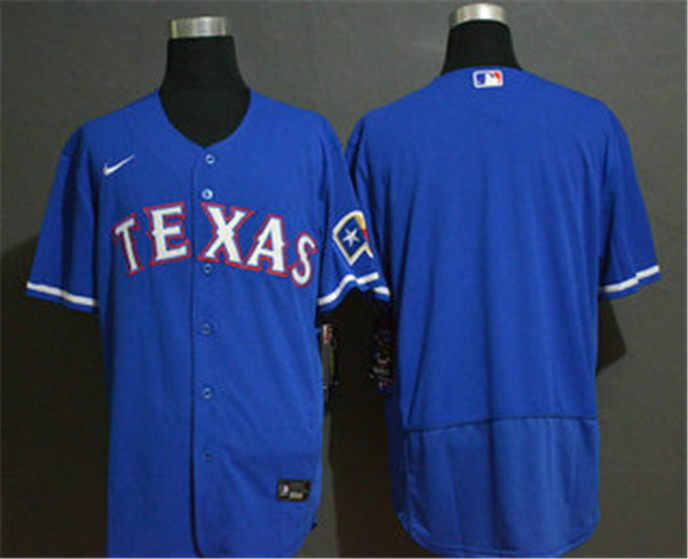 2020 Texas Rangers Blank Blue Stitched MLB Flex Base Nike Jersey - Click Image to Close