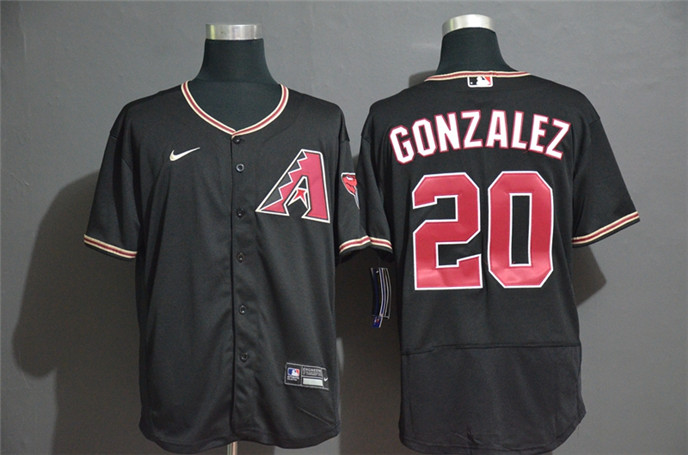 2020 Arizona Diamondback #20 Luis Gonzalez Black Stitched Nike MLB Flex Base Jersey - Click Image to Close