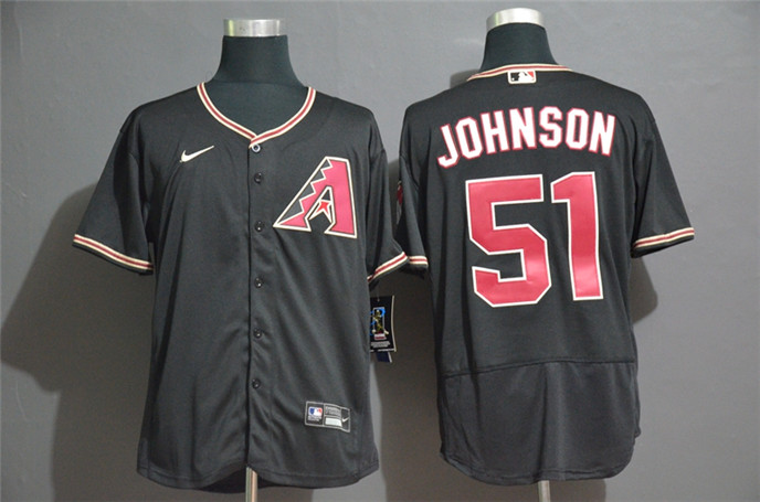 2020 Arizona Diamondbacks #51 Randy Johnson Black Stitched Nike MLB Flex Base Jersey - Click Image to Close