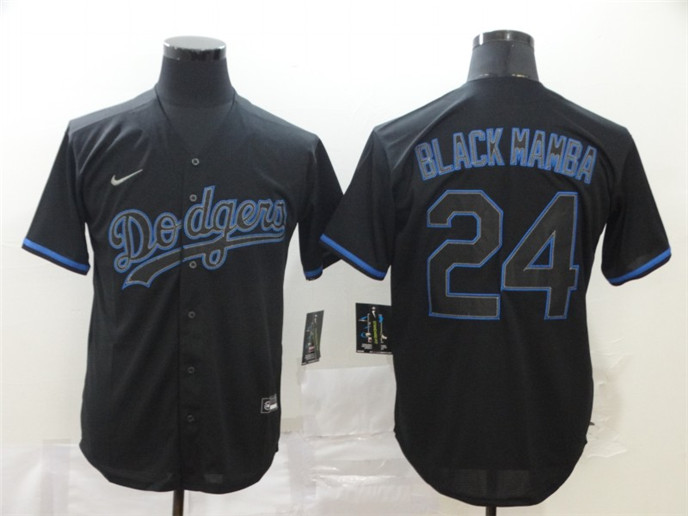 2020 Los Angeles Dodgers #24 Kobe Bryant Black Mamba Lights Out Black Fashion Stitched MLB Cool Base