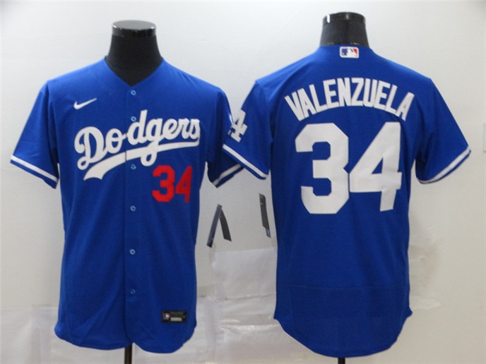2020 Los Angeles Dodgers #34 Fernando Valenzuela Blue Stitched MLB Flex Base Nike Jersey