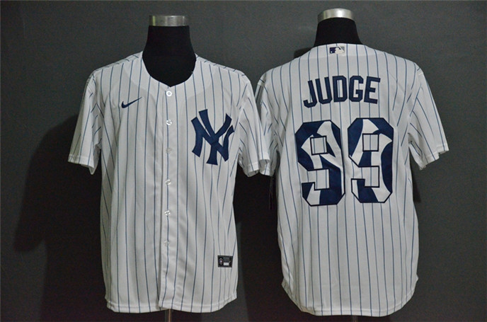 2020 New York Yankees #99 Aaron Judge White Team Logo Stitched MLB Cool Base Nike Jersey