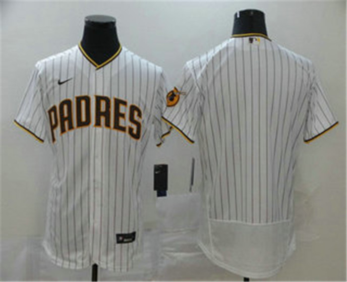 2020 San Diego Padres Blank White Pinstripe Stitched MLB Flex Base Nike Jersey