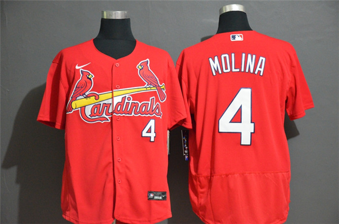 2020 St. Louis Cardinals #4 Yadier Molina Red Stitched MLB Flex Base Nike Jersey